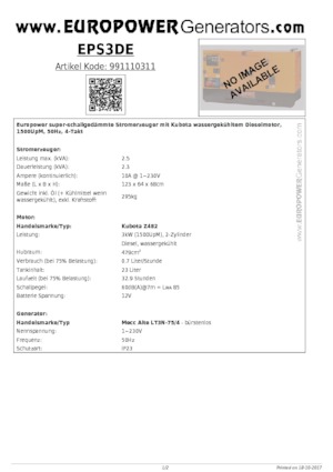 Stromerzeuger, Diesel Europower EPS3DE (MA)