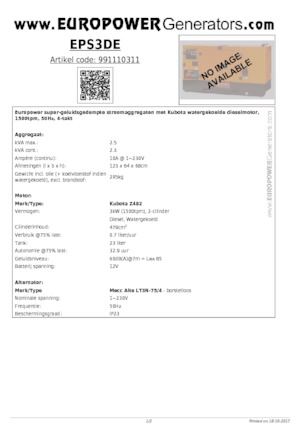 Stromerzeuger, Diesel Europower EPS3DE (MA)