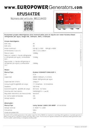 Stromerzeuger, Diesel Europower EPUS44TDE (LS)