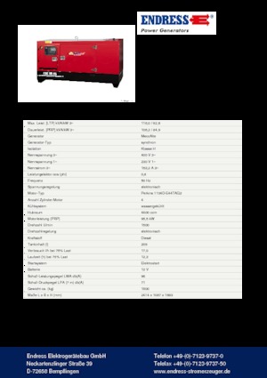 Stromerzeuger, Diesel Endress ESE 115 PW/AS