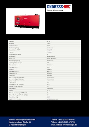 Stromerzeuger, Diesel Endress ESE 145 VW/MS