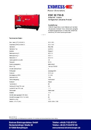 Stromerzeuger, Diesel Endress ESE 30 YW-B