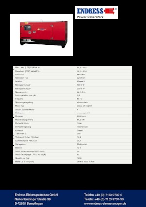 Stromerzeuger, Diesel Endress ESE 65 DW-AS