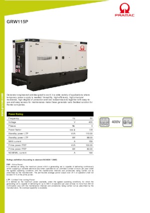Stromerzeuger, Diesel PRAMAC Lifter GRW 115 P