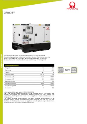 Stromerzeuger, Diesel PRAMAC Lifter GRW 35 Y