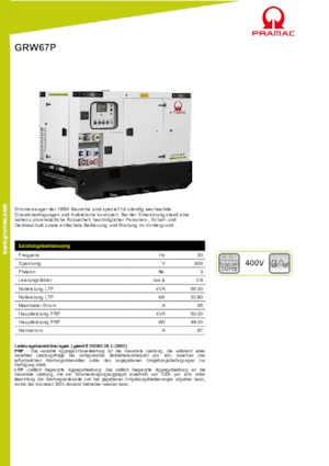 Stromerzeuger, Diesel PRAMAC Lifter GRW 67 P