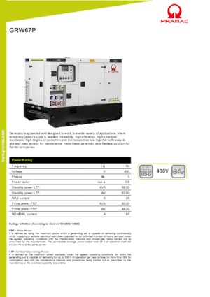 Stromerzeuger, Diesel PRAMAC Lifter GRW 67 P