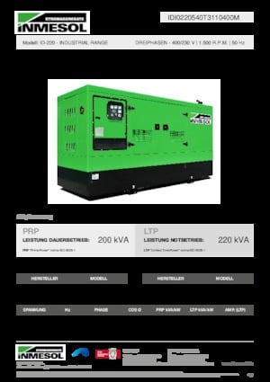 Stromerzeuger, Diesel INMESOL ID-220