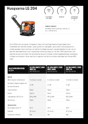 Rüttelplatten, reversibel Husqvarna LG 204