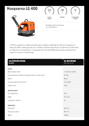 Rüttelplatten, reversibel Husqvarna LG 400
