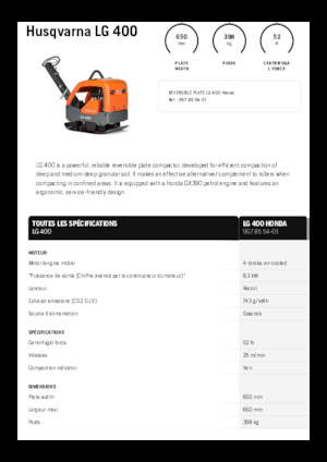 Rüttelplatten, reversibel Husqvarna LG 400