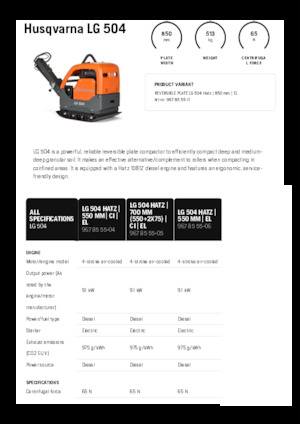 Rüttelplatten, reversibel Husqvarna LG 504