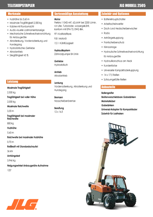 Teleskopen starr JLG 2505
