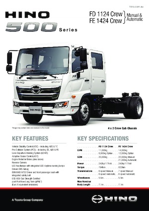 Fahrgestell Hino 500 FE 1424 CREW 4x2