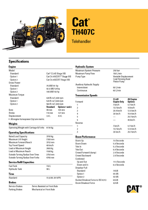 Teleskopen starr Caterpillar TH407C