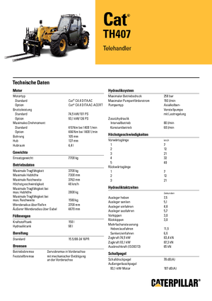 Teleskopen starr Caterpillar TH407
