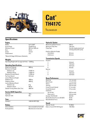 Teleskopen starr Caterpillar TH417C