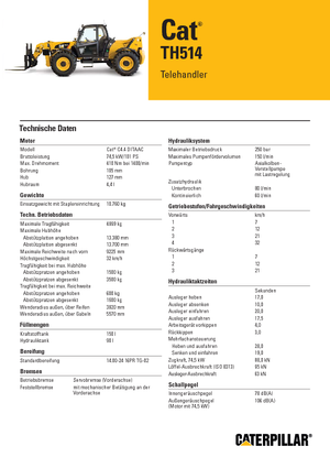 Teleskopen starr Caterpillar TH514