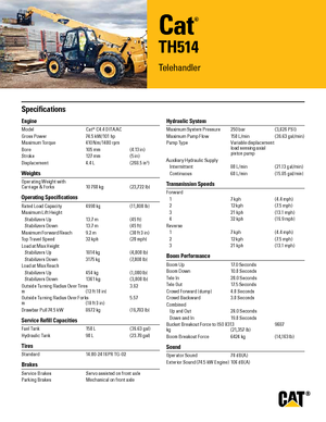 Teleskopen starr Caterpillar TH514