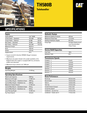 Teleskopen starr Caterpillar TH 580 B