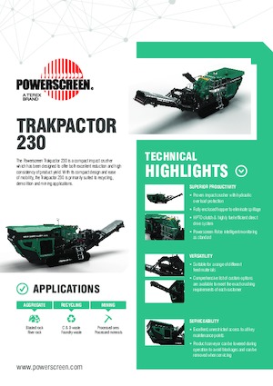 Bauschutt-Recyclinganlagen Powerscreen Trakpactor 230