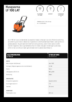 Rüttelplatten in einer Richtung Husqvarna LF 100 LAT