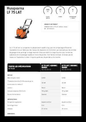 Rüttelplatten in einer Richtung Husqvarna LF 75 LAT