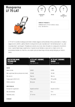 Rüttelplatten in einer Richtung Husqvarna LF 75 LAT