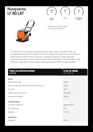Rüttelplatten in einer Richtung Husqvarna LF 80 LAT