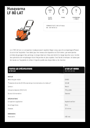 Rüttelplatten in einer Richtung Husqvarna LF 80 LAT