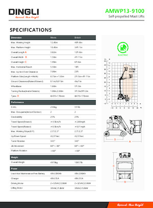 Senkrechtmast-Arbeitsbühnen Dingli AMWP13-9100