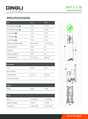 Senkrechtmast-Arbeitsbühnen Dingli DYT2-2.7S