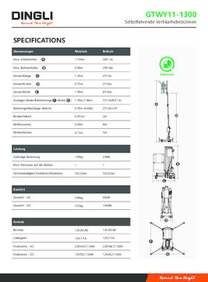 Senkrechtmast-Arbeitsbühnen Dingli GTWY11-1300