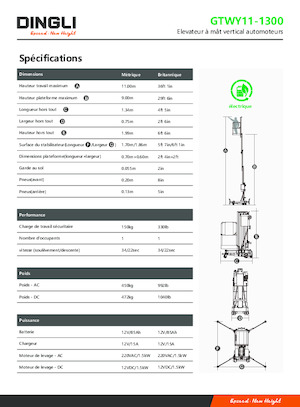 Senkrechtmast-Arbeitsbühnen Dingli GTWY11-1300