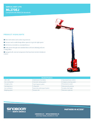 Senkrechtmast-Arbeitsbühnen Sinoboom ML270EJ