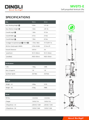 Senkrechtmast-Arbeitsbühnen Dingli MV075-E