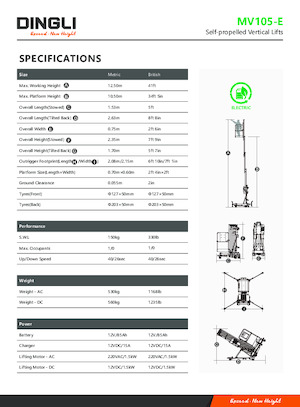 Senkrechtmast-Arbeitsbühnen Dingli MV105-E