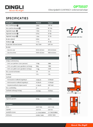 Senkrechtmast-Arbeitsbühnen Dingli OPT0507
