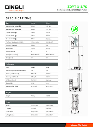 Senkrechtmast-Arbeitsbühnen Dingli ZDYT3-3.7S