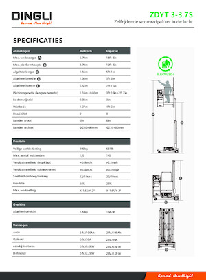 Senkrechtmast-Arbeitsbühnen Dingli ZDYT3-3.7S