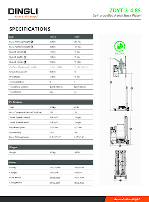 Senkrechtmast-Arbeitsbühnen Dingli ZDYT3-4.8S