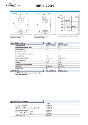 Abwasser-Schlammpumpen Flygt-Pumpen 2201 LR 243