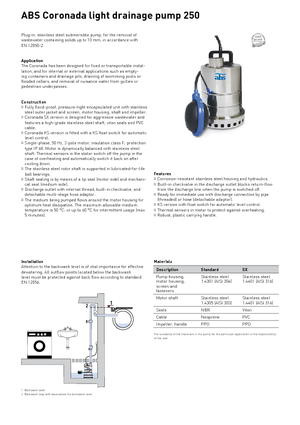 Abwasser-Schlammpumpen ABS-Pumpen Coronada 250 W
