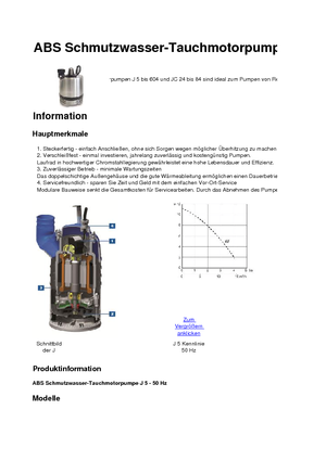 Abwasser-Schlammpumpen ABS-Pumpen J 5 W