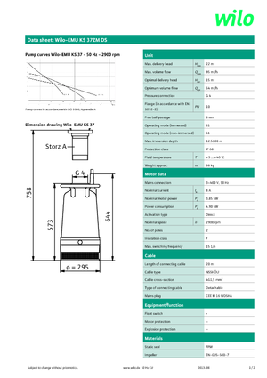 Abwasser-Schlammpumpen WILO-EMU Pumpen KS 37 ZM DS