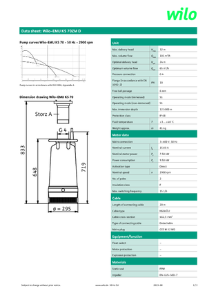 Abwasser-Schlammpumpen WILO-EMU Pumpen EMU KS 70ZM D 