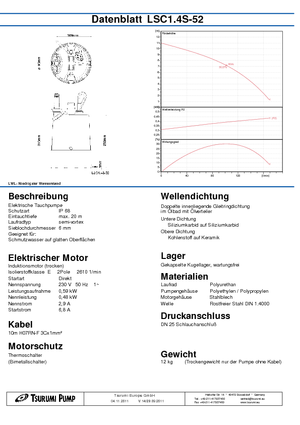 Abwasser-Schlammpumpen Tsurumi-Pumpen LSC1.4S