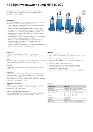 Abwasser-Schlammpumpen ABS-Pumpen MF-VO 804 D