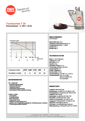 Abwasser-Schlammpumpen Mast-Pumpen T 20