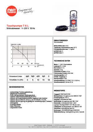 Abwasser-Schlammpumpen Mast-Pumpen T 6 L